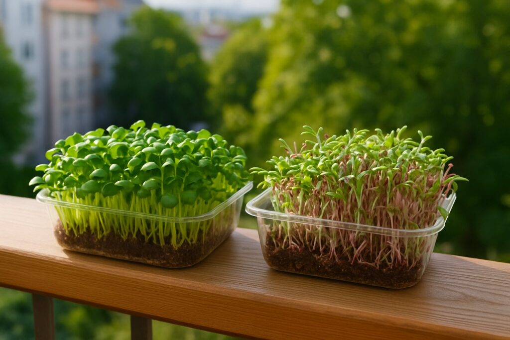 microgreens und sprossen auf dem balkon anbauen
