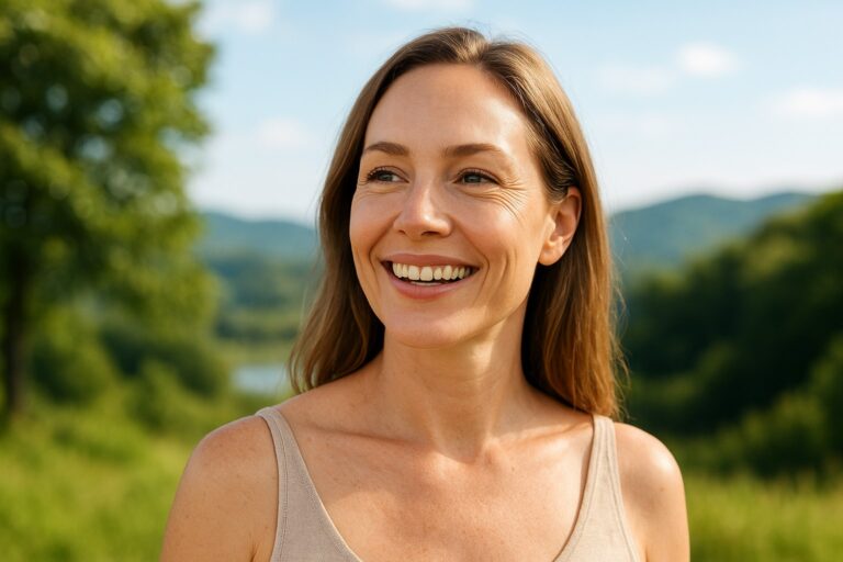fröhliche frau in der natur